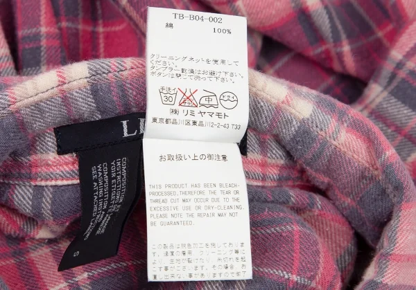 リミフゥLIMI feu ピリングコットン袖ロールアップチェックシャツ ピンクS K-100684_014