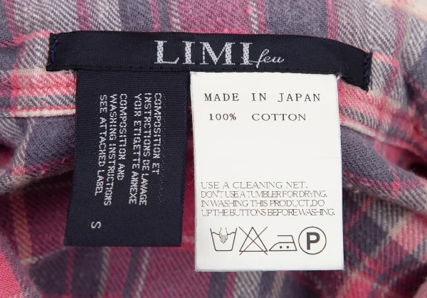 リミフゥLIMI feu ピリングコットン袖ロールアップチェックシャツ ピンクS K-100684_015