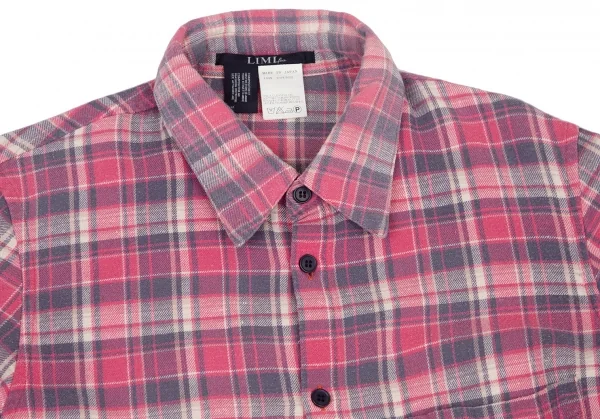 リミフゥLIMI feu ピリングコットン袖ロールアップチェックシャツ ピンクS K-100684_003