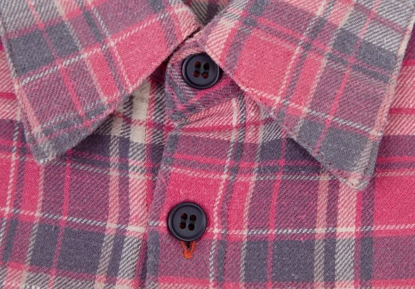 リミフゥLIMI feu ピリングコットン袖ロールアップチェックシャツ ピンクS K-100684_004