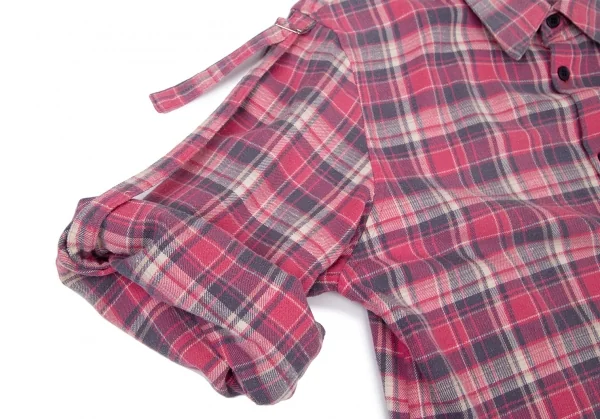 リミフゥLIMI feu ピリングコットン袖ロールアップチェックシャツ ピンクS K-100684_007