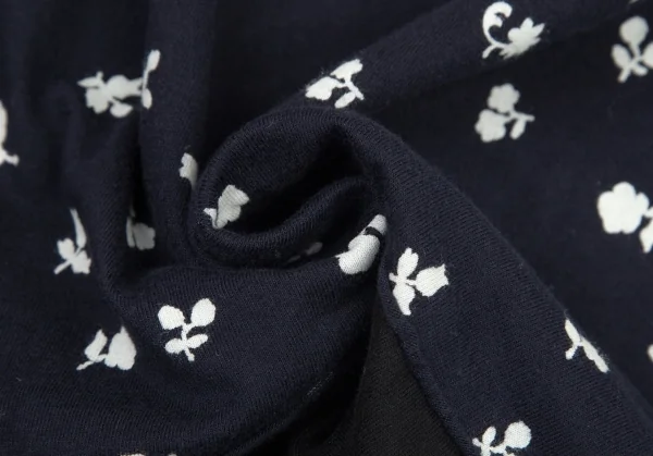 コムコム コムデギャルソンCOMME des GARCONS 小花柄プリント切替Tシャツ 紺黒S K-100694_010
