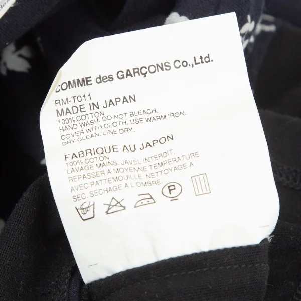 コムコム コムデギャルソンCOMME des GARCONS 小花柄プリント切替Tシャツ 紺黒S K-100694_011