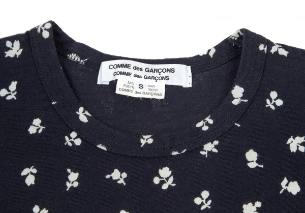コムコム コムデギャルソンCOMME des GARCONS 小花柄プリント切替Tシャツ 紺黒S K-100694_003