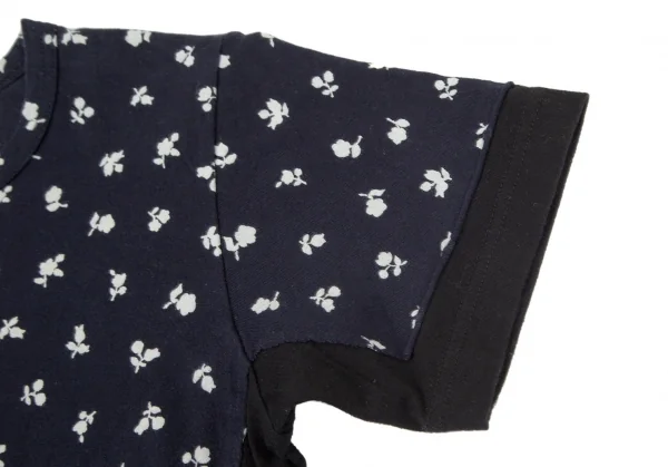 コムコム コムデギャルソンCOMME des GARCONS 小花柄プリント切替Tシャツ 紺黒S K-100694_004