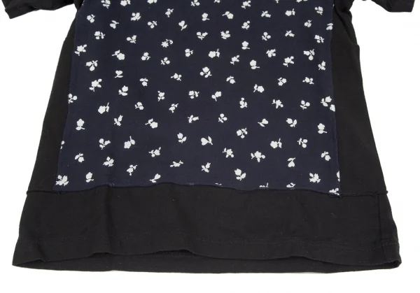 コムコム コムデギャルソンCOMME des GARCONS 小花柄プリント切替Tシャツ 紺黒S K-100694_005