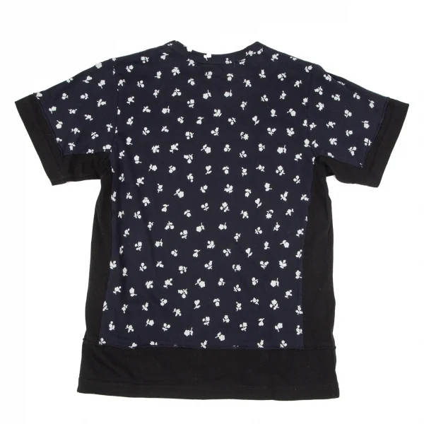 コムコム コムデギャルソンCOMME des GARCONS 小花柄プリント切替Tシャツ 紺黒S K-100694_008