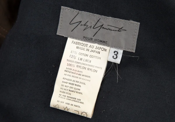 ヨウジヤマモト プールオムYohji Yamamoto POUR HOMME アジアの不良期サイドテープデザインパンツ 茶3 K-100722_016