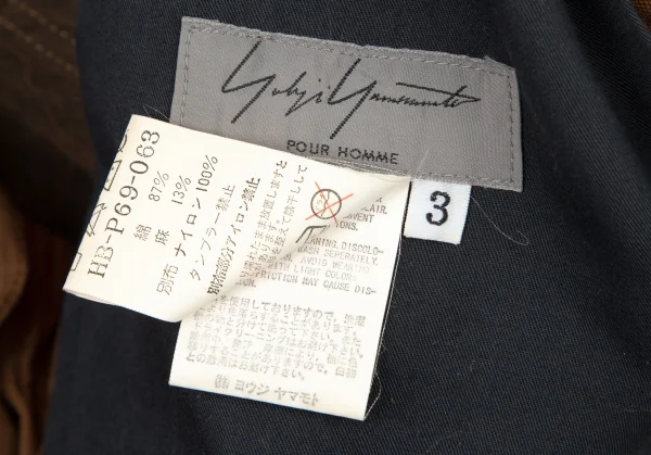 ヨウジヤマモト プールオムYohji Yamamoto POUR HOMME アジアの不良期サイドテープデザインパンツ 茶3 K-100722_017