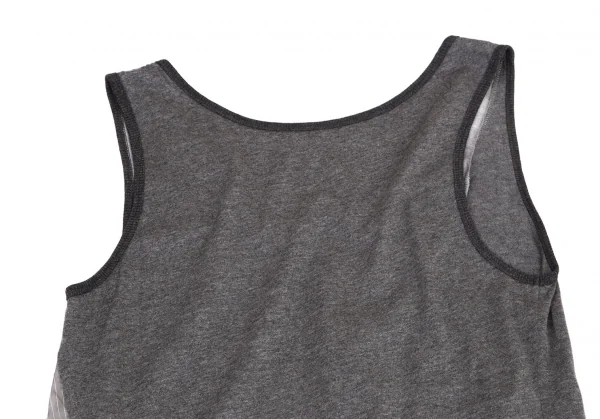 ワイズY's マルチファブリック切替アシンメトリーノースリーブチュニック グレー濃淡2 K-100739_010