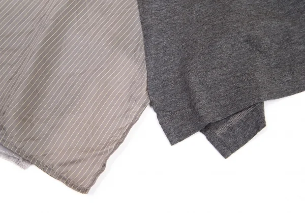 ワイズY's マルチファブリック切替アシンメトリーノースリーブチュニック グレー濃淡2 K-100739_012