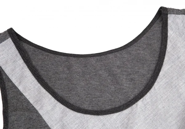 ワイズY's マルチファブリック切替アシンメトリーノースリーブチュニック グレー濃淡2 K-100739_004