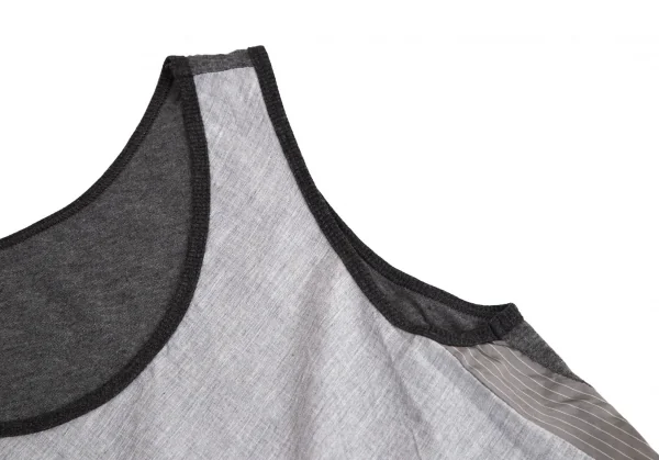 ワイズY's マルチファブリック切替アシンメトリーノースリーブチュニック グレー濃淡2 K-100739_005