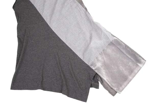 ワイズY's マルチファブリック切替アシンメトリーノースリーブチュニック グレー濃淡2 K-100739_006