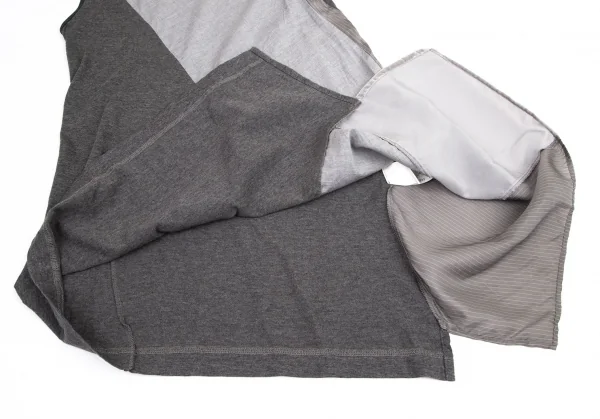 ワイズY's マルチファブリック切替アシンメトリーノースリーブチュニック グレー濃淡2 K-100739_008