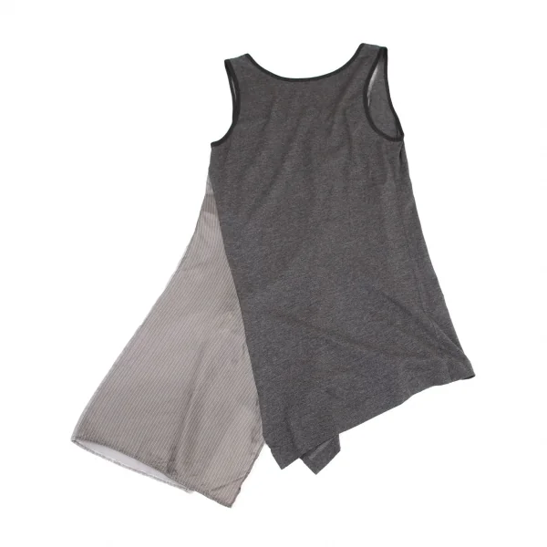 ワイズY's マルチファブリック切替アシンメトリーノースリーブチュニック グレー濃淡2 K-100739_009