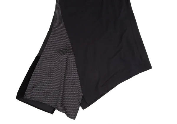 ワイズY's マルチファブリック切替アシンメトリーノースリーブチュニック 黒2 K-100740_010