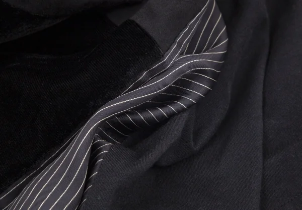 ワイズY's マルチファブリック切替アシンメトリーノースリーブチュニック 黒2 K-100740_012