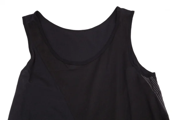 ワイズY's マルチファブリック切替アシンメトリーノースリーブチュニック 黒2 K-100740_003