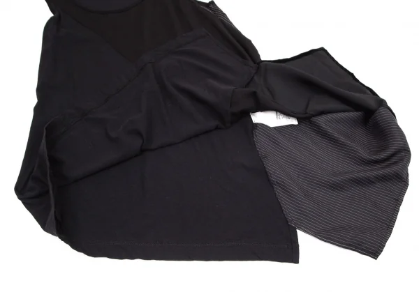 ワイズY's マルチファブリック切替アシンメトリーノースリーブチュニック 黒2 K-100740_007