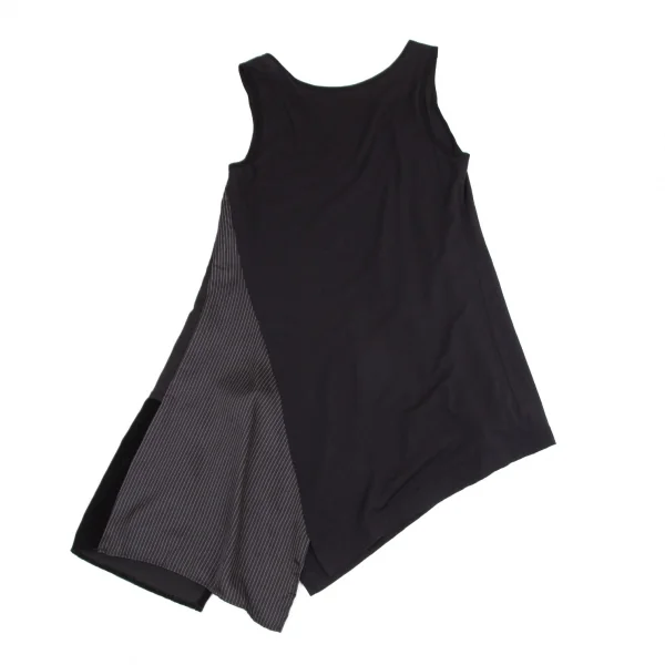 ワイズY's マルチファブリック切替アシンメトリーノースリーブチュニック 黒2 K-100740_008