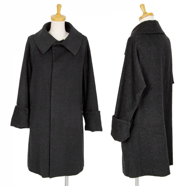ヨウジヤマモト ノアールYohji Yamamoto NOIR ウールカシミヤフライフロントコート チャコールグレー1 K-100836_001