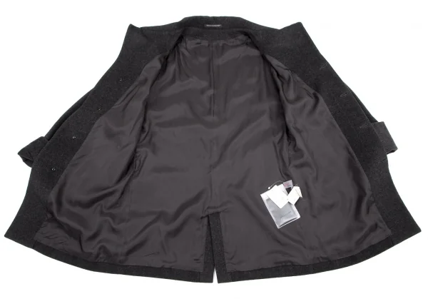 ヨウジヤマモト ノアールYohji Yamamoto NOIR ウールカシミヤフライフロントコート チャコールグレー1 K-100836_014