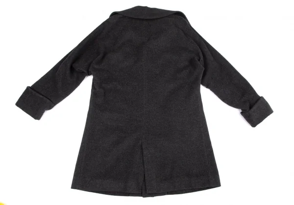 ヨウジヤマモト ノアールYohji Yamamoto NOIR ウールカシミヤフライフロントコート チャコールグレー1 K-100836_015