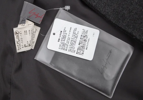 ヨウジヤマモト ノアールYohji Yamamoto NOIR ウールカシミヤフライフロントコート チャコールグレー1 K-100836_019