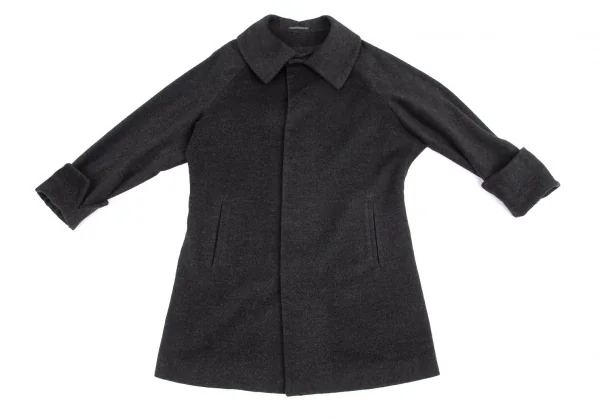 ヨウジヤマモト ノアールYohji Yamamoto NOIR ウールカシミヤフライフロントコート チャコールグレー1 K-100836_002