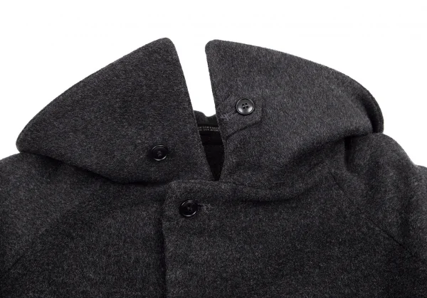 ヨウジヤマモト ノアールYohji Yamamoto NOIR ウールカシミヤフライフロントコート チャコールグレー1 K-100836_004
