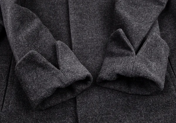 ヨウジヤマモト ノアールYohji Yamamoto NOIR ウールカシミヤフライフロントコート チャコールグレー1 K-100836_007
