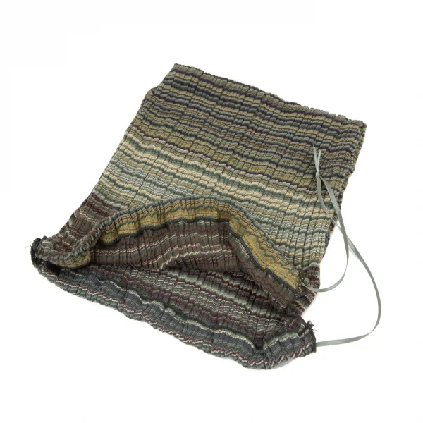 ヨーガンレールJURGEN LEHL マルチボーダーハイネックフリルTシャツ 緑マルチM K-100844_010