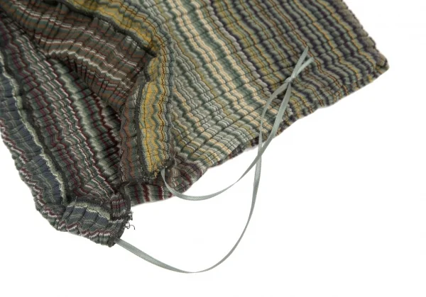 ヨーガンレールJURGEN LEHL マルチボーダーハイネックフリルTシャツ 緑マルチM K-100844_011