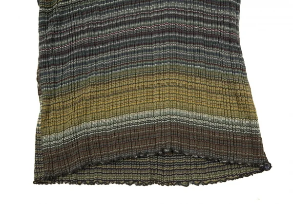 ヨーガンレールJURGEN LEHL マルチボーダーハイネックフリルTシャツ 緑マルチM K-100844_006