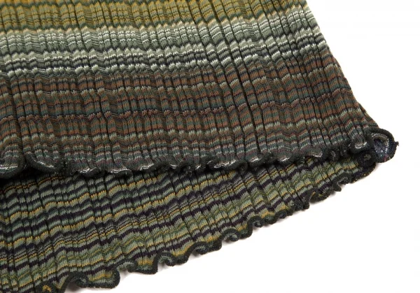 ヨーガンレールJURGEN LEHL マルチボーダーハイネックフリルTシャツ 緑マルチM K-100844_007