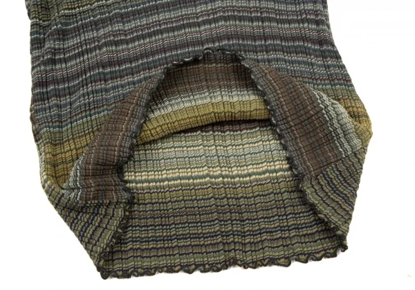 ヨーガンレールJURGEN LEHL マルチボーダーハイネックフリルTシャツ 緑マルチM K-100844_008