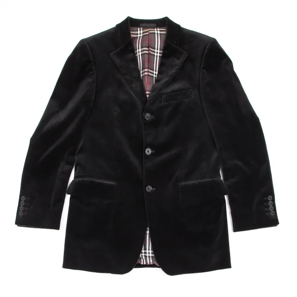バーバリー ブラックレーベルBURBERRY BLACK LABEL 裏ノバチェックベルベット3Bジャケット 黒38 K-100863_001