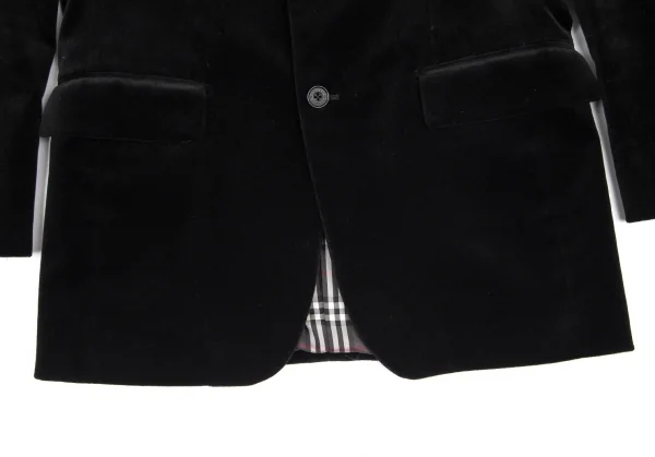 バーバリー ブラックレーベルBURBERRY BLACK LABEL 裏ノバチェックベルベット3Bジャケット 黒38 K-100863_011