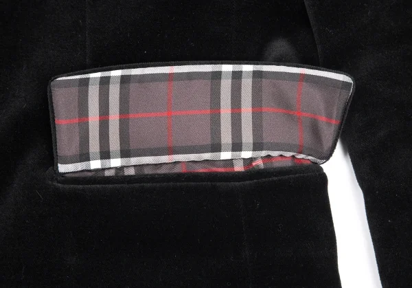バーバリー ブラックレーベルBURBERRY BLACK LABEL 裏ノバチェックベルベット3Bジャケット 黒38 K-100863_012