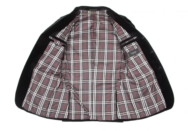 バーバリー ブラックレーベルBURBERRY BLACK LABEL 裏ノバチェックベルベット3Bジャケット 黒38 K-100863_013