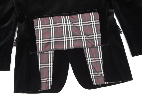 バーバリー ブラックレーベルBURBERRY BLACK LABEL 裏ノバチェックベルベット3Bジャケット 黒38 K-100863_017
