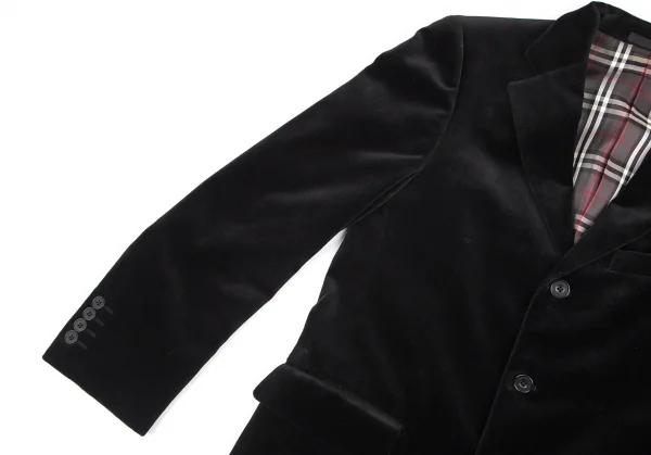 バーバリー ブラックレーベルBURBERRY BLACK LABEL 裏ノバチェックベルベット3Bジャケット 黒38 K-100863_007