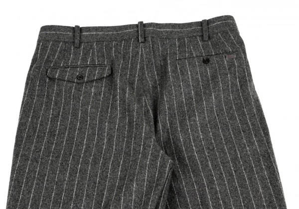 パパスPapas マラリウス社ファブリックウールストライプツータックパンツ グレー52LL K-100907_010