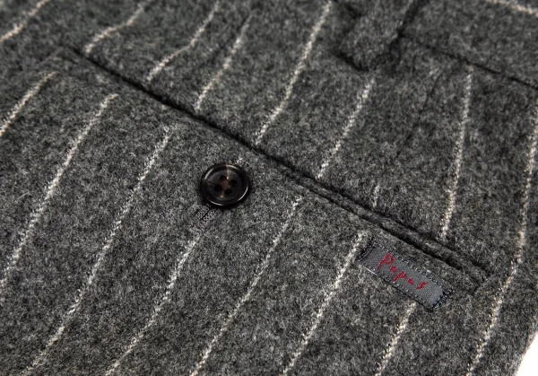 パパスPapas マラリウス社ファブリックウールストライプツータックパンツ グレー52LL K-100907_011