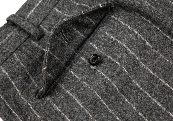 パパスPapas マラリウス社ファブリックウールストライプツータックパンツ グレー52LL K-100907_012