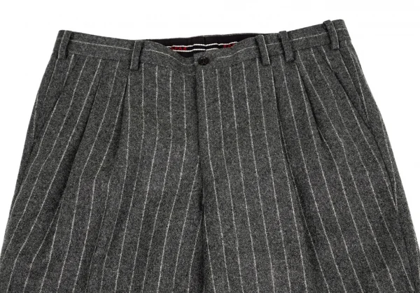 パパスPapas マラリウス社ファブリックウールストライプツータックパンツ グレー52LL K-100907_002