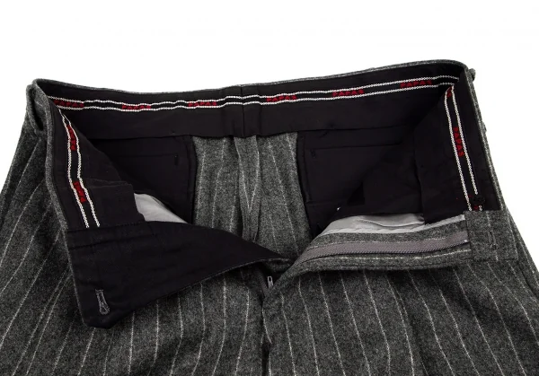 パパスPapas マラリウス社ファブリックウールストライプツータックパンツ グレー52LL K-100907_005