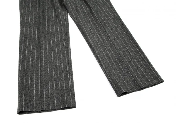 パパスPapas マラリウス社ファブリックウールストライプツータックパンツ グレー52LL K-100907_007