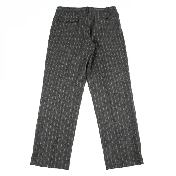 パパスPapas マラリウス社ファブリックウールストライプツータックパンツ グレー52LL K-100907_009